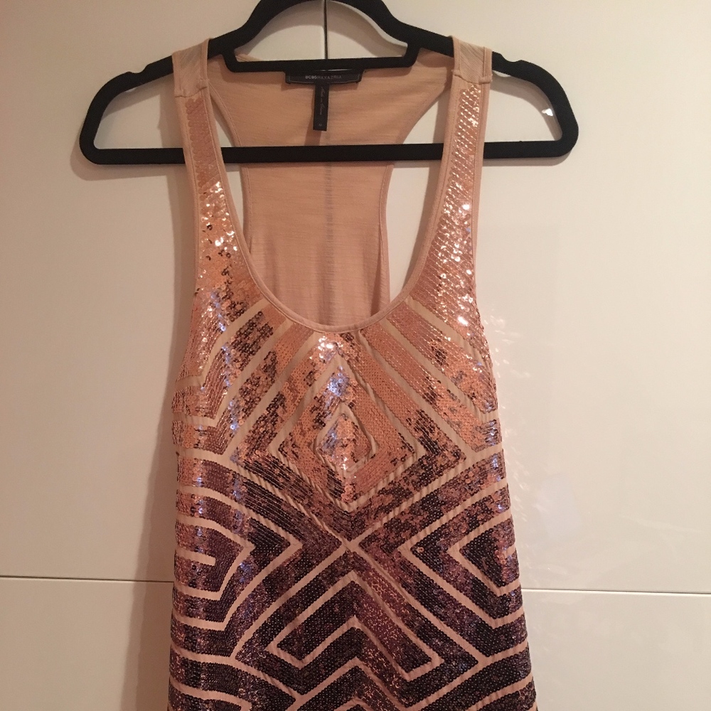 BCBG MAXAZRIA Sequined Racerback Top